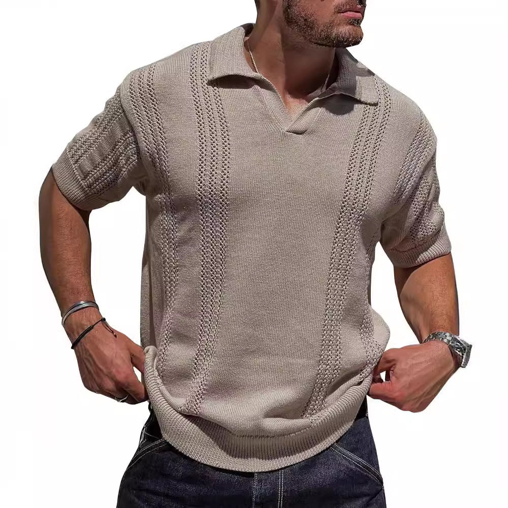 Loose Pure Color Cut Out Men's Tops for Men