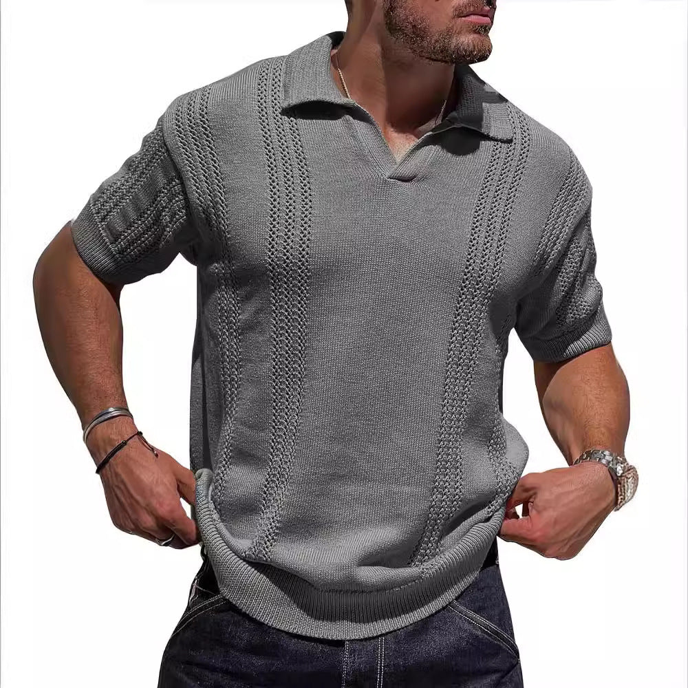 Loose Pure Color Cut Out Men's Tops for Men