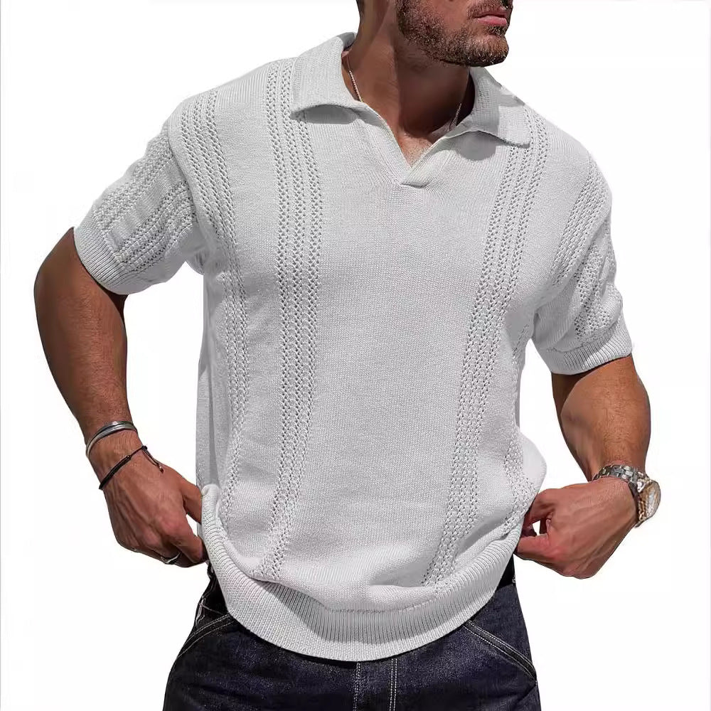 Loose Pure Color Cut Out Men's Tops for Men