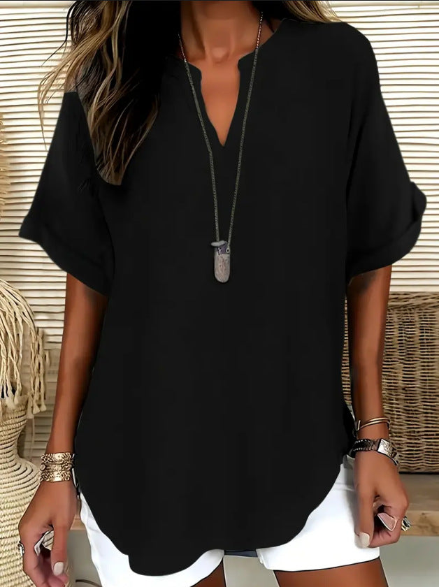 Loose Solid Color Casual Shirt for Women
