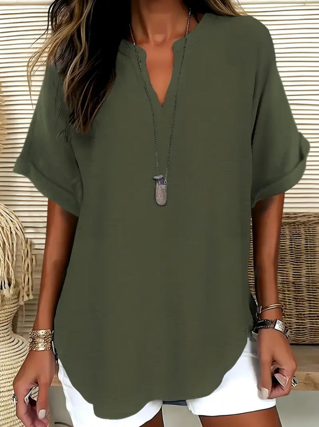 Loose Solid Color Casual Shirt for Women