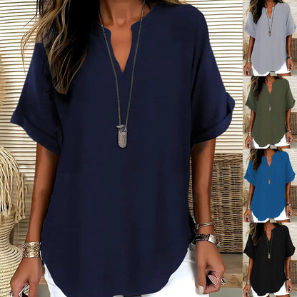 Loose Solid Color Women's Casual Shirt