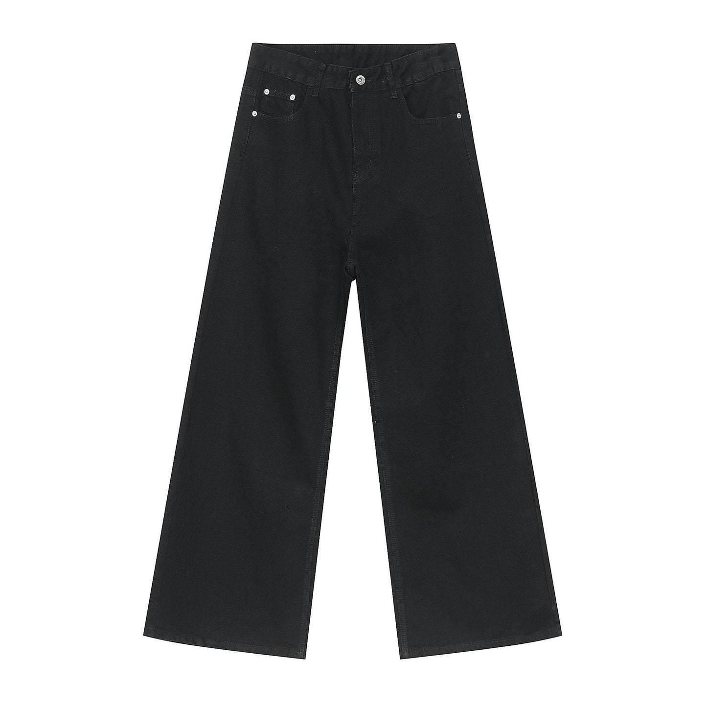 Loose Straight Cut Cotton Blend Jeans