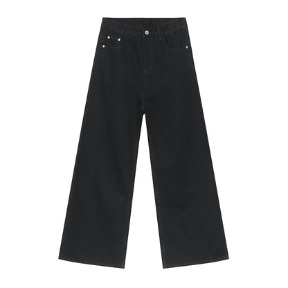 Loose Straight Cut Cotton Blend Jeans