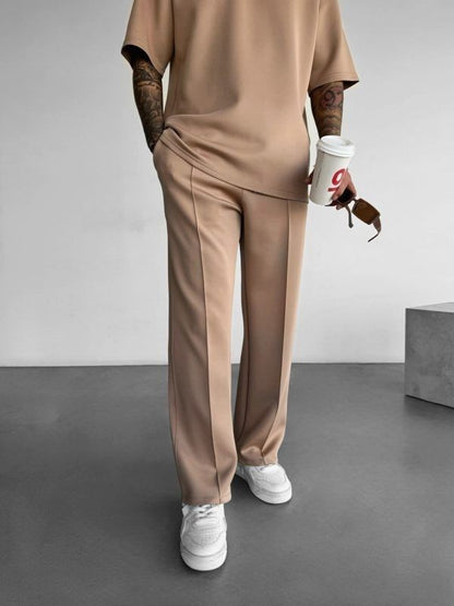 Loose straight-cut sports casual trousers
