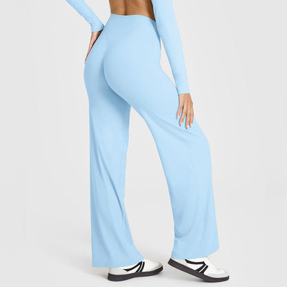 Loose Straight Leg Yoga Pants for Women High Waist Tummy Control Breathable Fitness Leggings