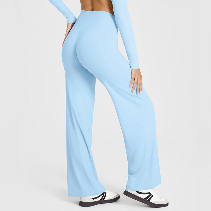 Loose Straight Leg Yoga Pants for Women High Waist Tummy Control Breathable Fitness Leggings