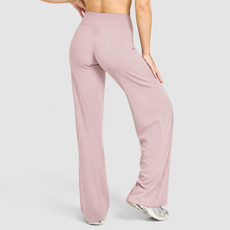 Loose Straight Leg Yoga Pants for Women High Waist Tummy Control Breathable Fitness Leggings