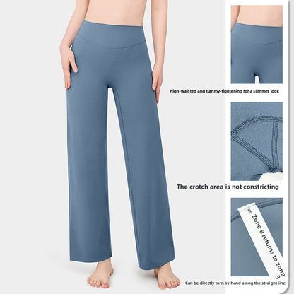 Loose Straight Leg Yoga Pants for Women High Waist Tummy Control Breathable Fitness Leggings