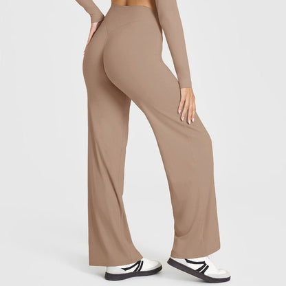 Loose Straight Leg Yoga Pants for Women High Waist Tummy Control Breathable Fitness Leggings