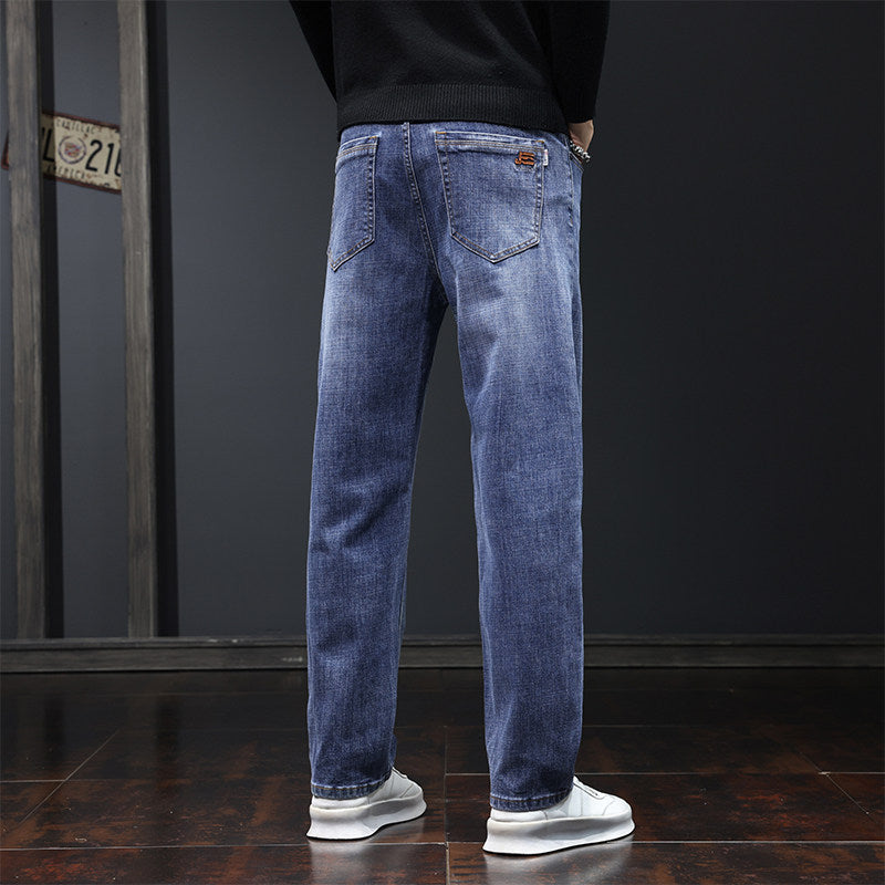 Loose straight-waist durable denim pants
