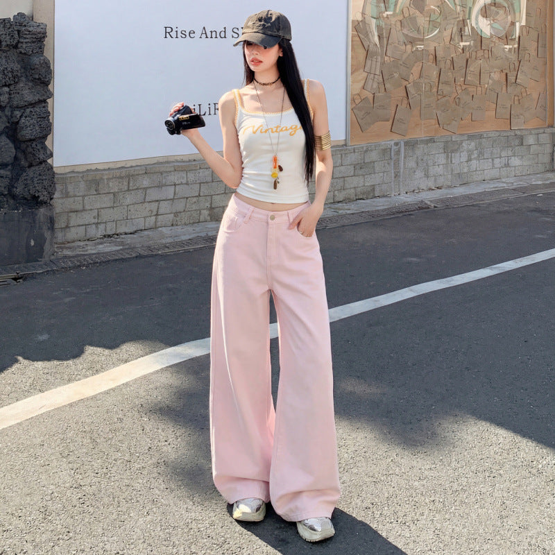 Loose Straight Wide-Leg Denim Trousers