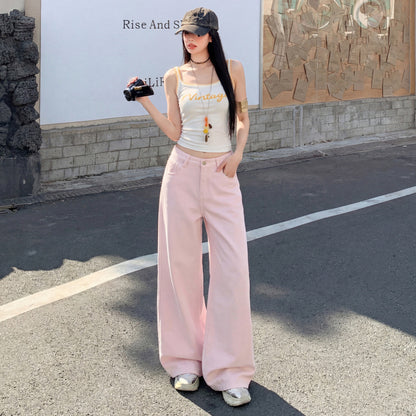 Loose Straight Wide-Leg Denim Trousers