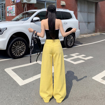 Loose Straight Wide-Leg Denim Trousers