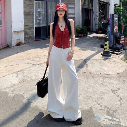 Loose Straight Wide-Leg Denim Trousers