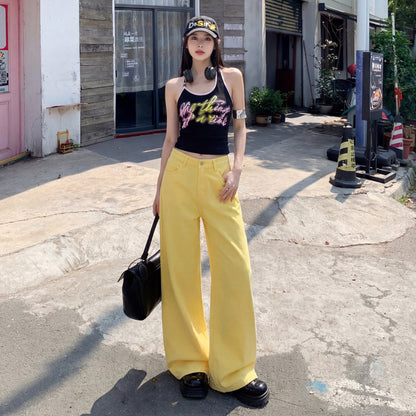 Loose Straight Wide-Leg Denim Trousers