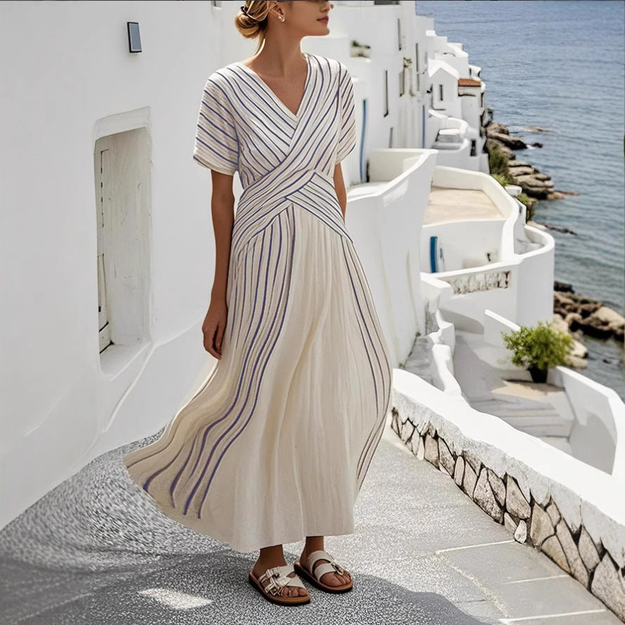 Loose Striped Printed Dress