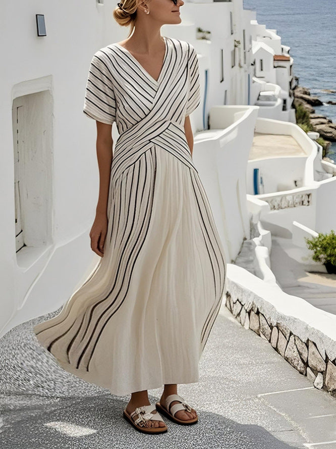 Loose Striped Printed Dress