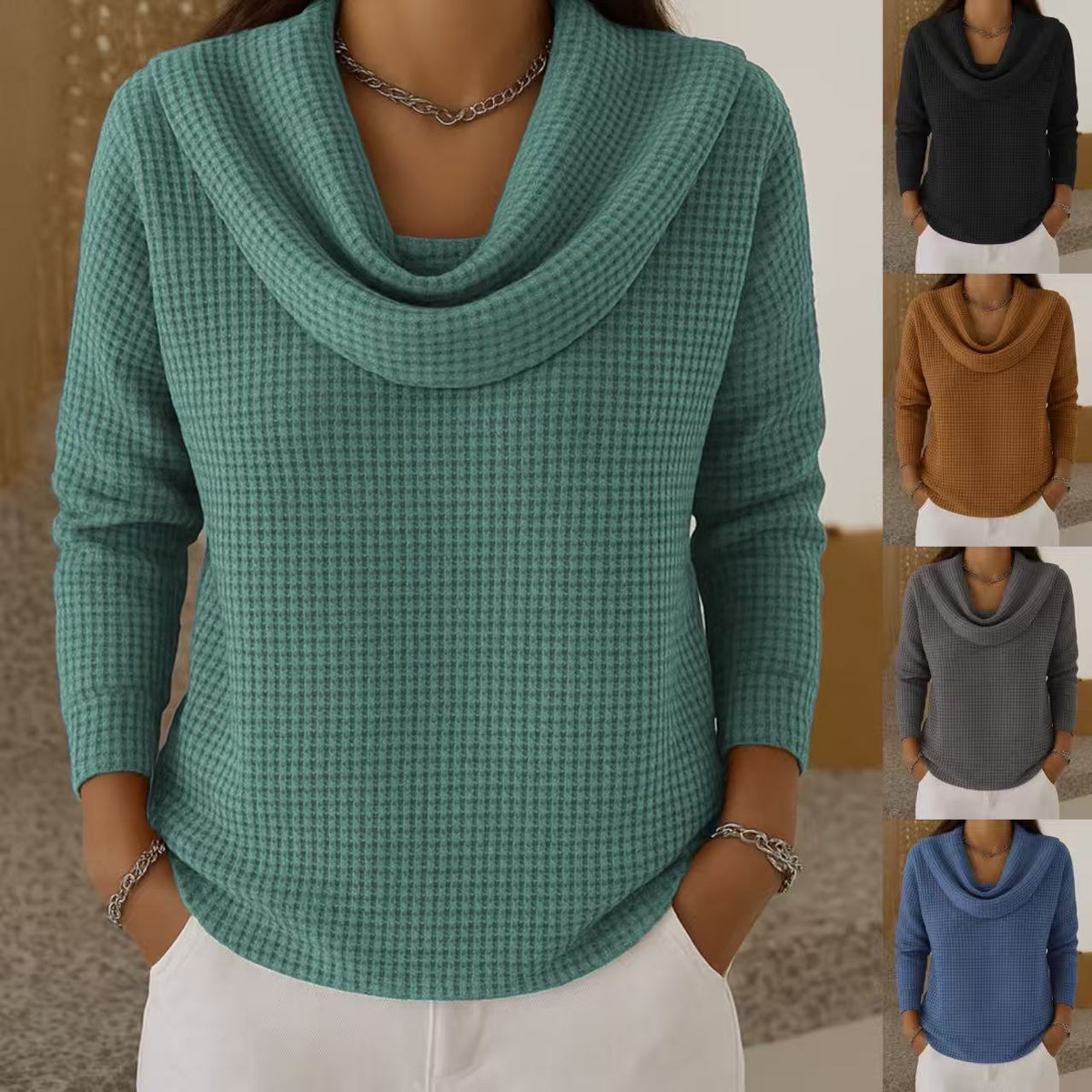 Loose waffle sleeveless top