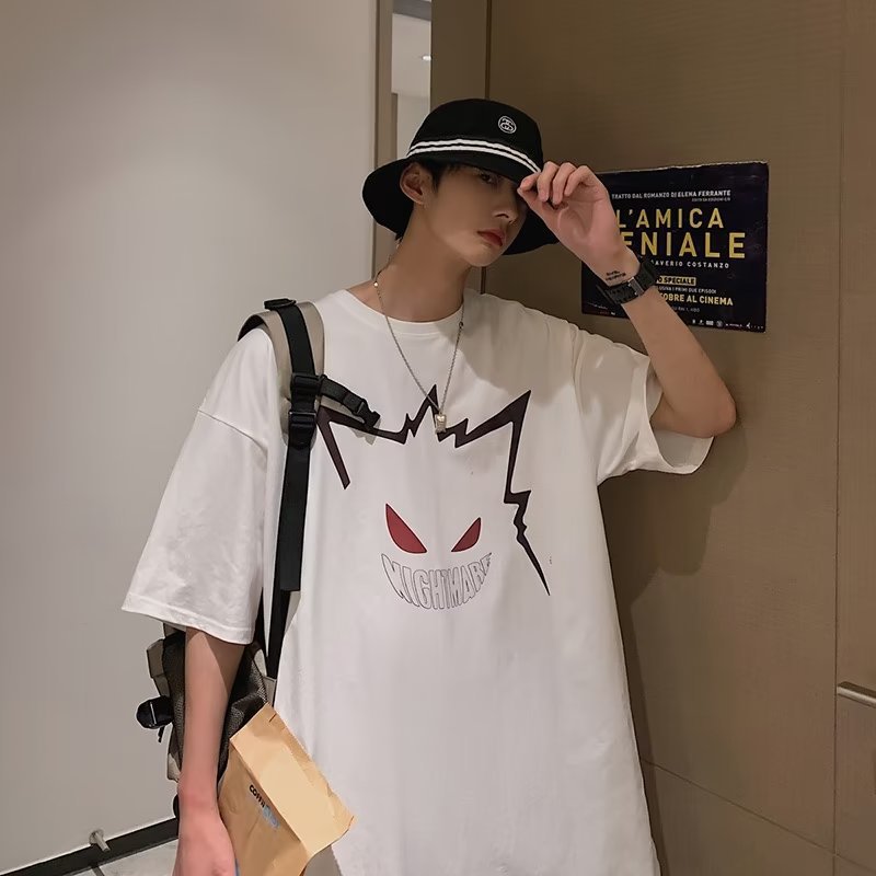 loose white T-shirt half sleeve bottoming shirt