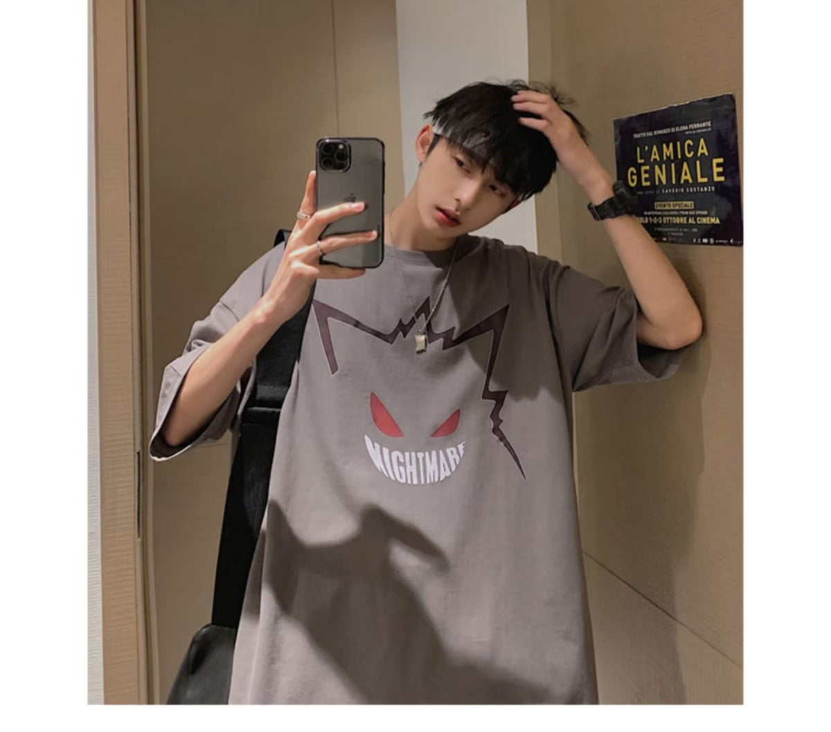 loose white T-shirt half sleeve bottoming shirt