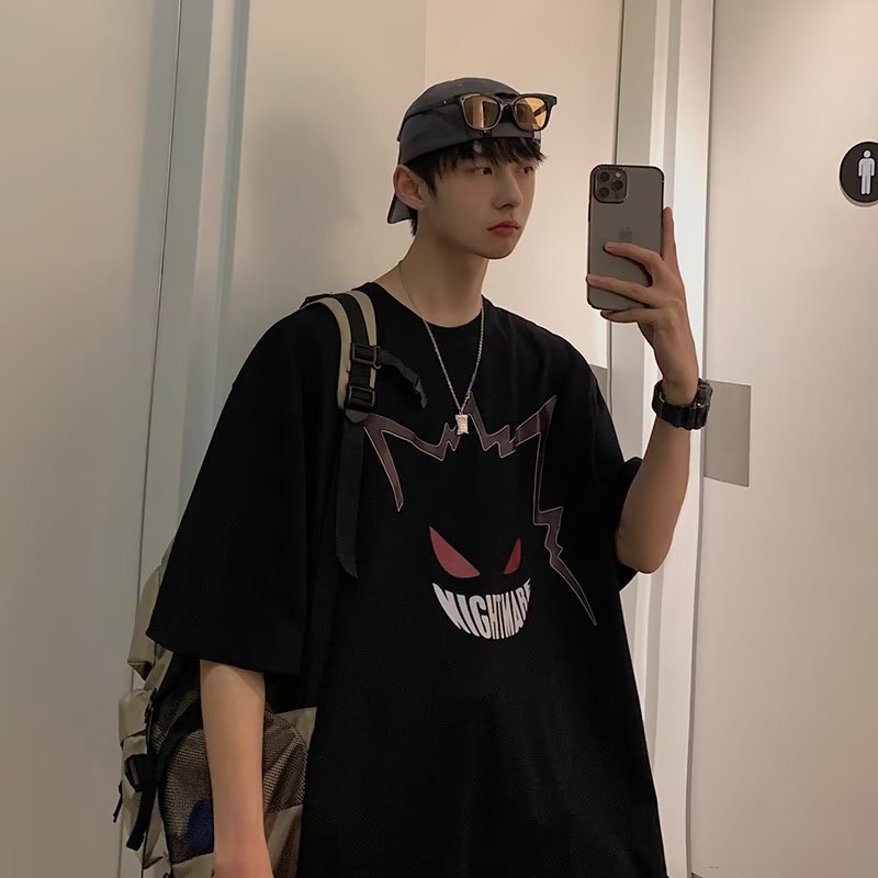 loose white T-shirt half sleeve bottoming shirt