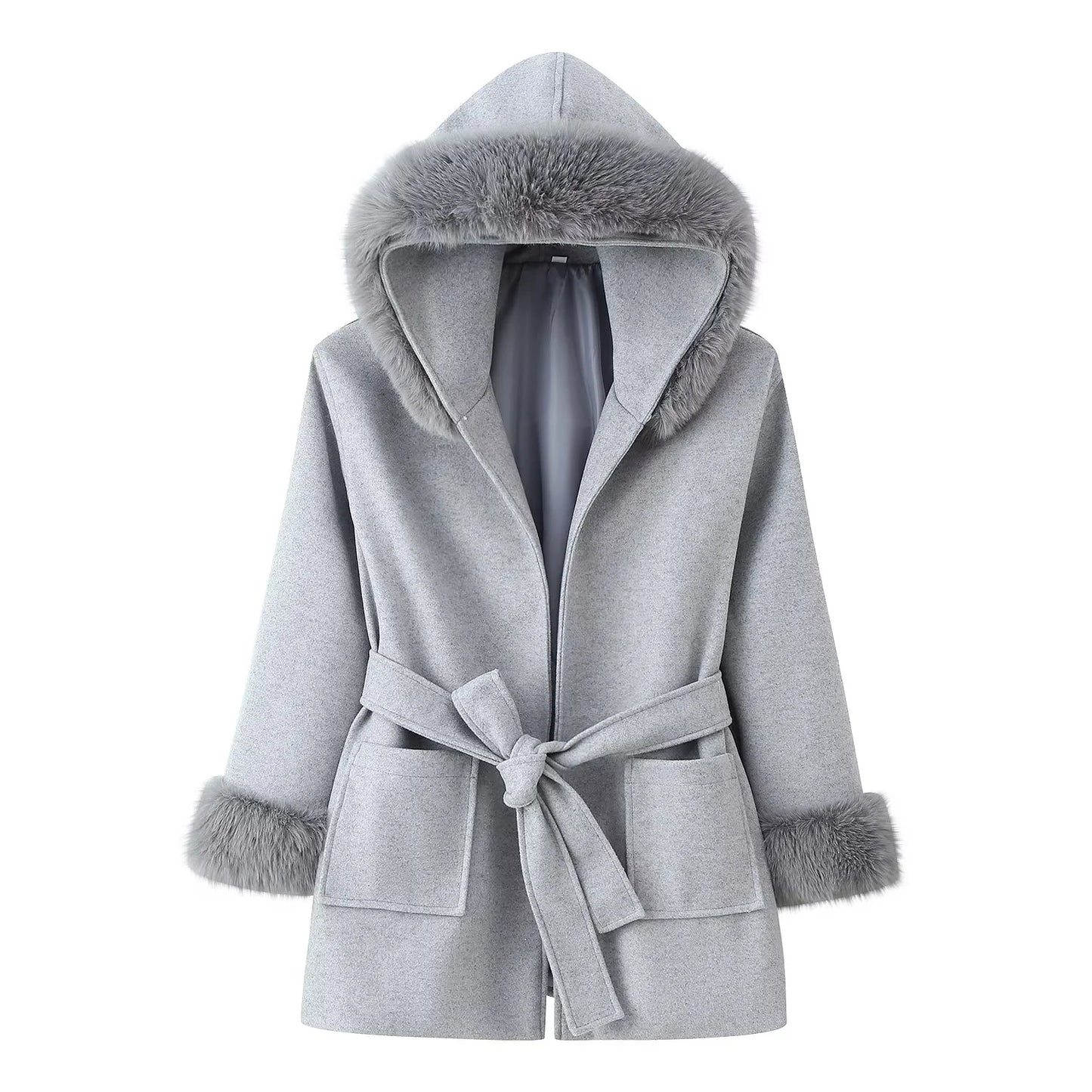 Loose woolen overcoat