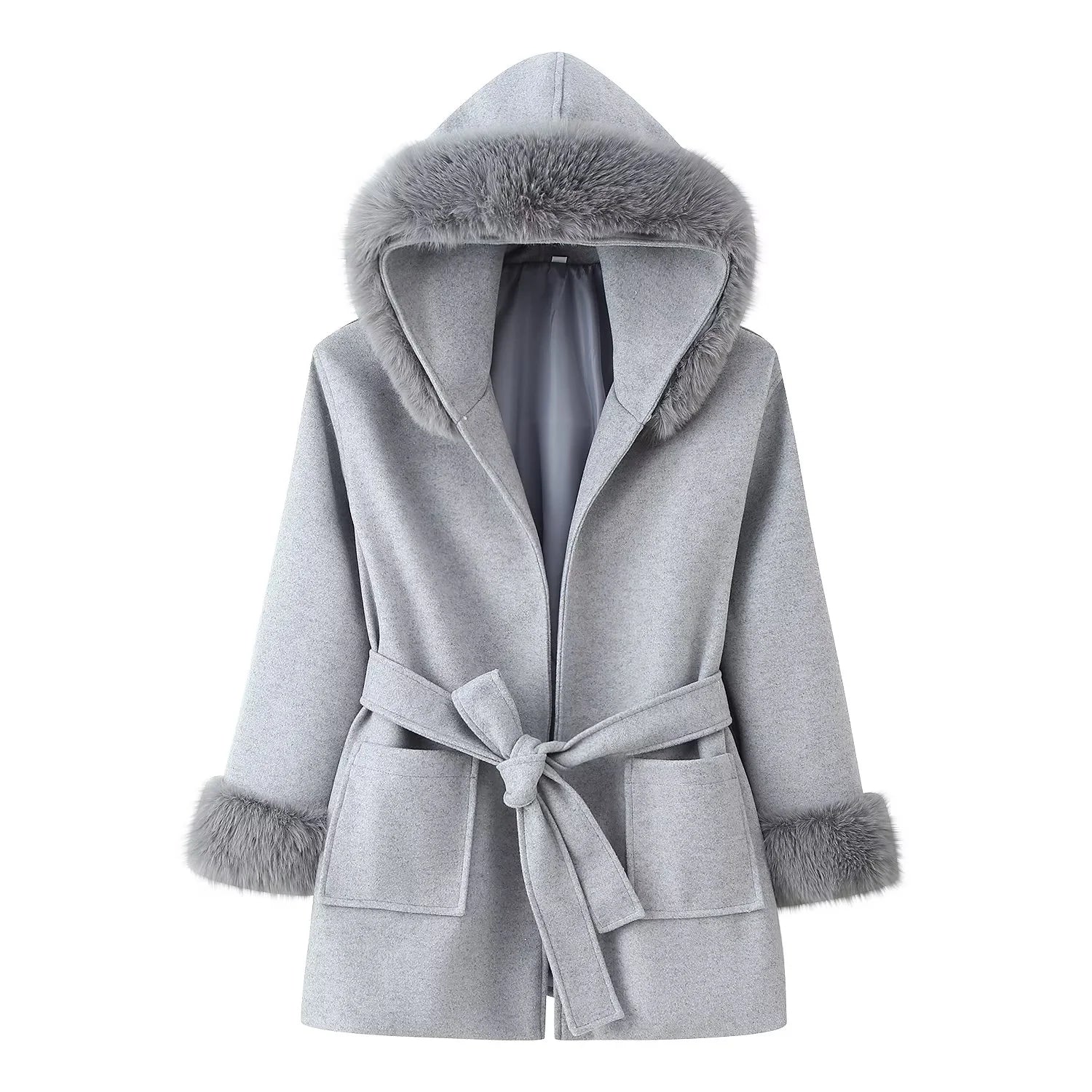 Loose woolen overcoat