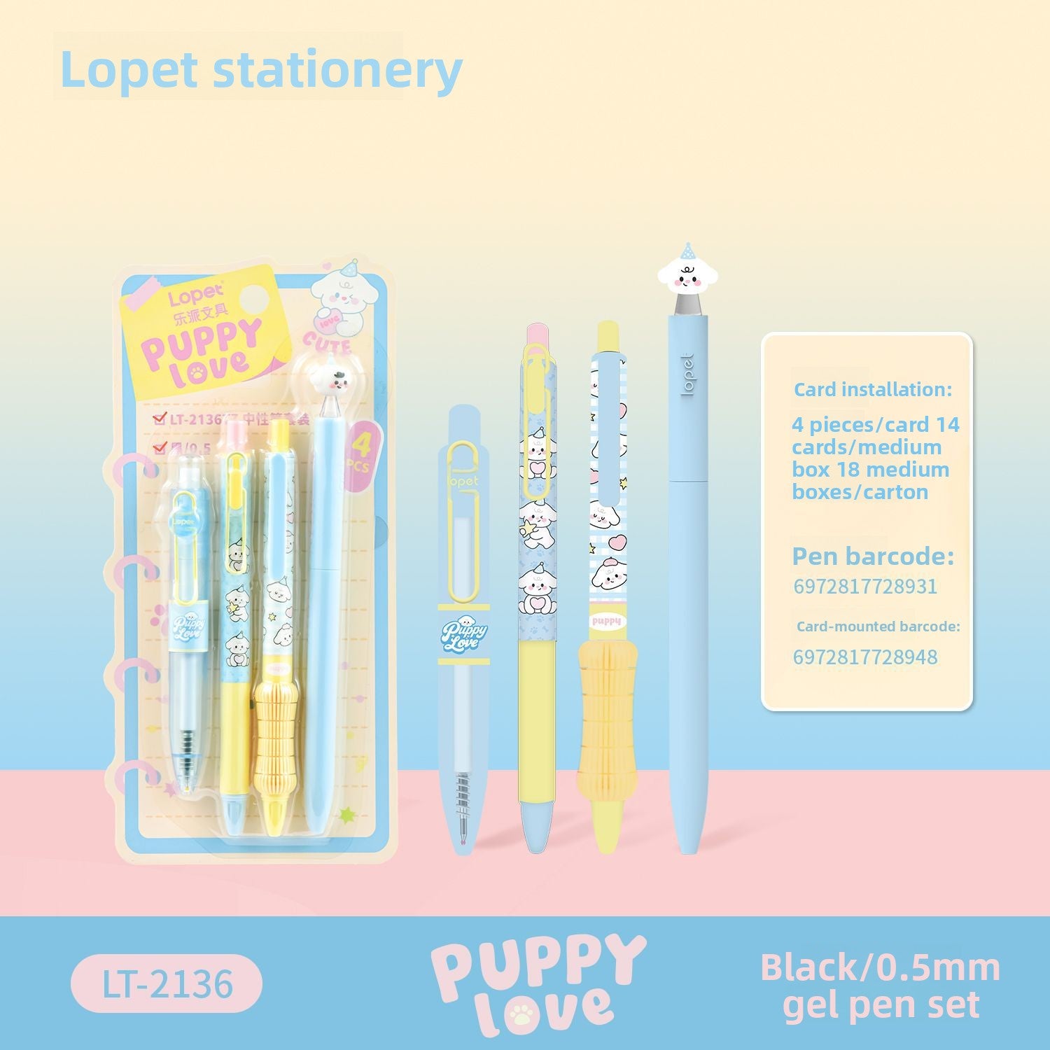 Lopet 0.5mm Retractable Gel Pen Set for Students