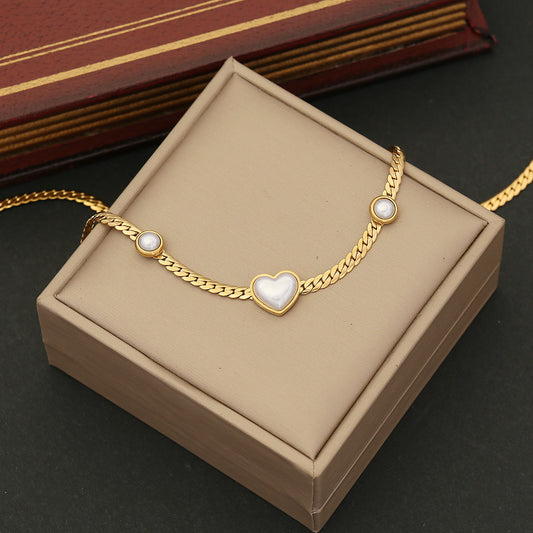 Love Heart Pearl Pendant Necklace