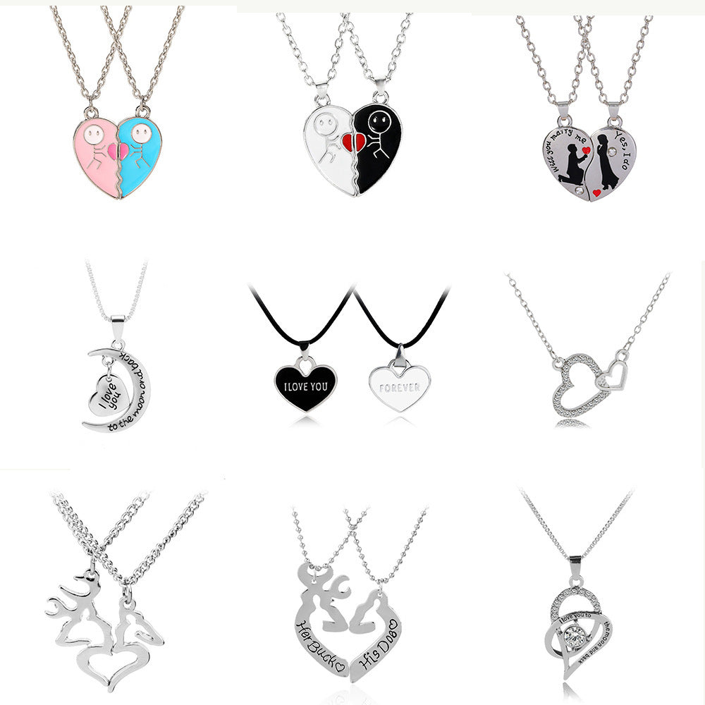 Love-shaped Alloy Beaded Necklace