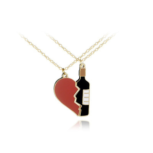 Love-shaped Alloy Beaded Necklace