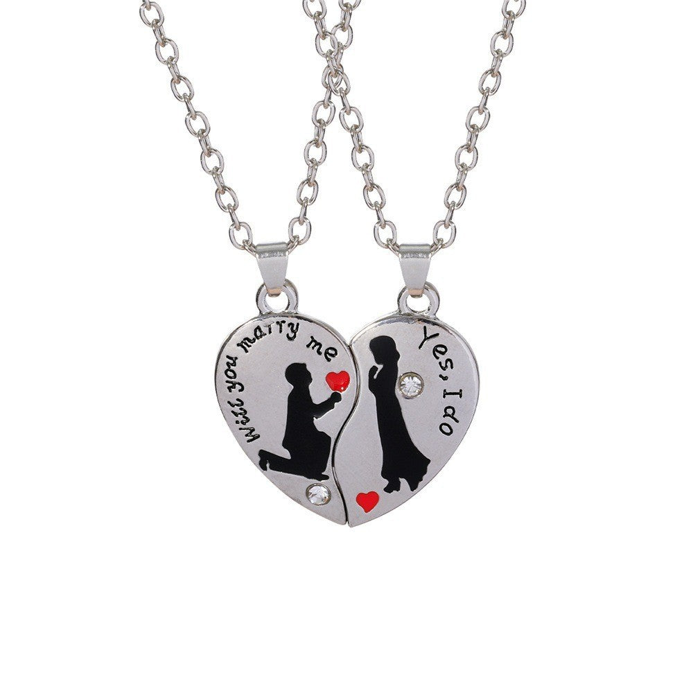 Love-shaped Alloy Beaded Necklace