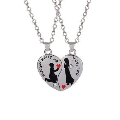 Love-shaped Alloy Beaded Necklace