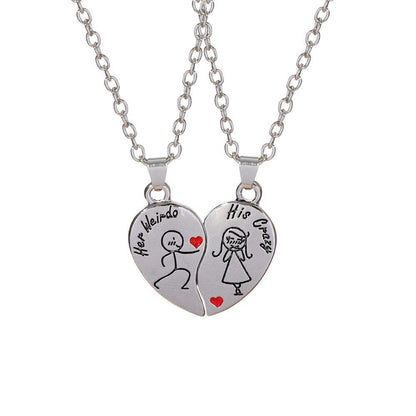 Love-shaped Alloy Beaded Necklace