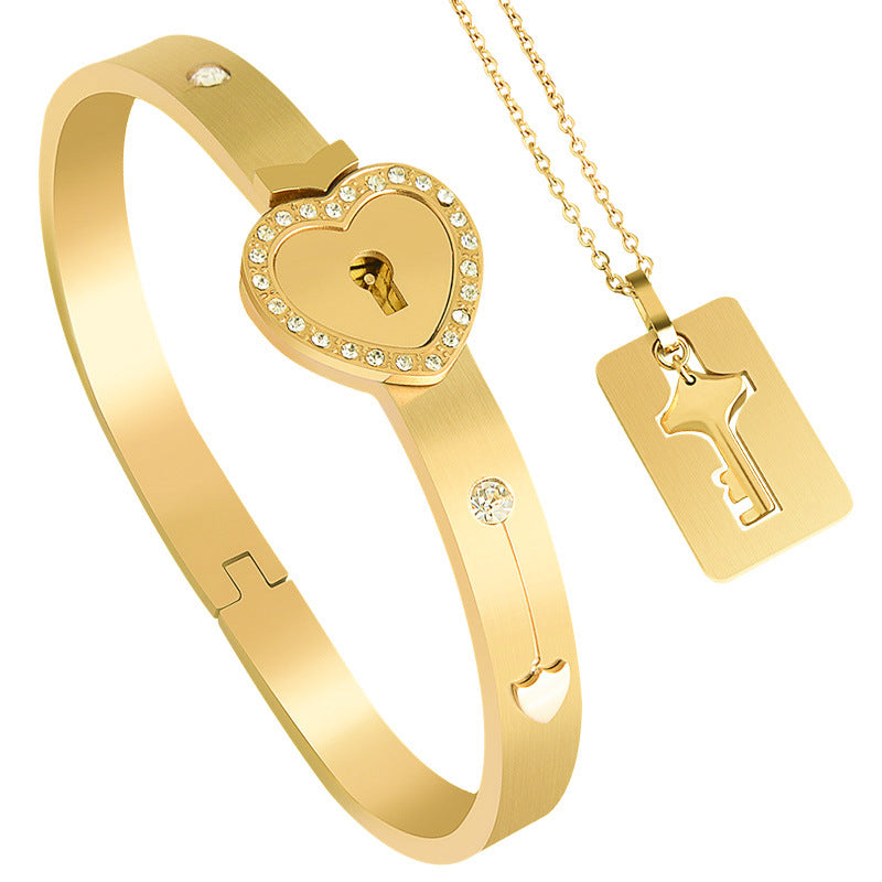 Love stainless steel bracelet open lock key titanium steel bracelet