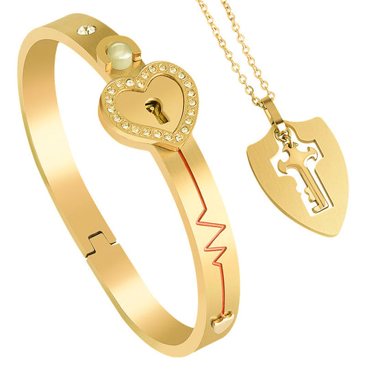 Love stainless steel bracelet open lock key titanium steel bracelet