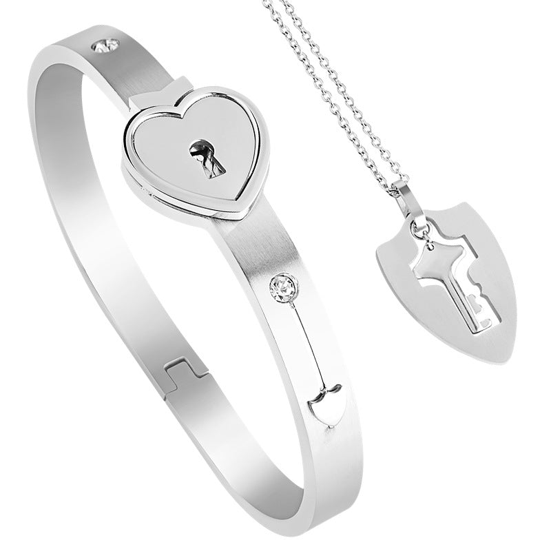 Love stainless steel bracelet open lock key titanium steel bracelet