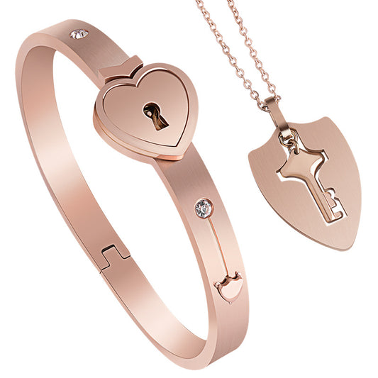 Love stainless steel bracelet open lock key titanium steel bracelet
