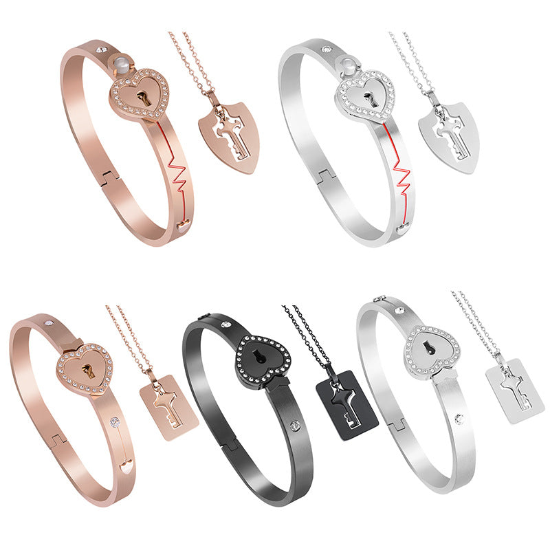 Love stainless steel bracelet open lock key titanium steel bracelet