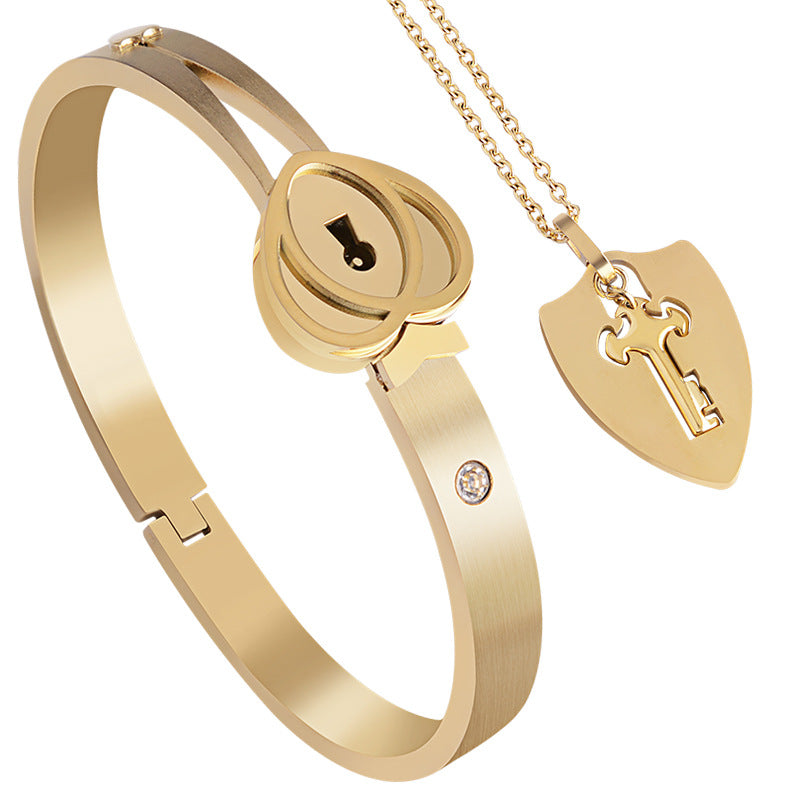 Love stainless steel bracelet open lock key titanium steel bracelet