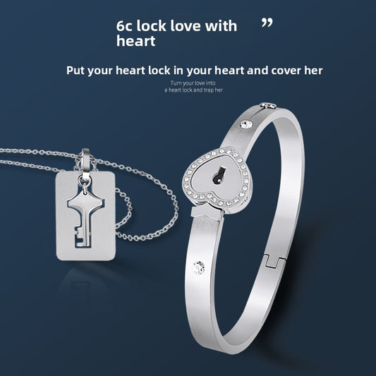 Love stainless steel bracelet open lock key titanium steel bracelet