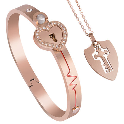 Love stainless steel bracelet open lock key titanium steel bracelet
