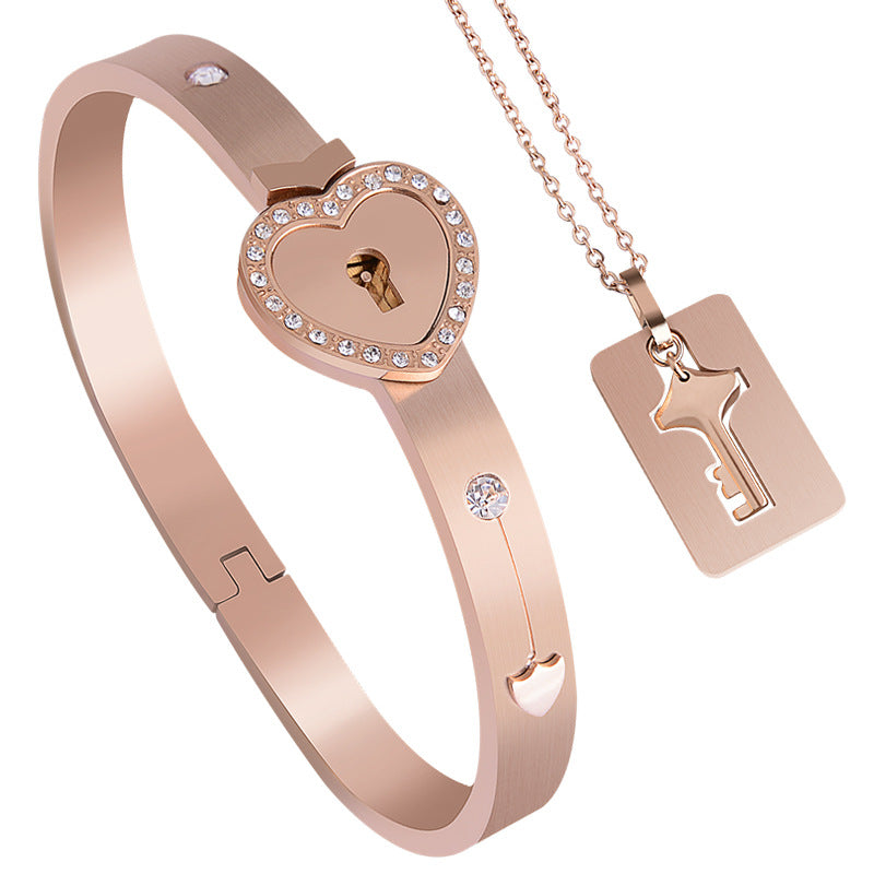 Love stainless steel bracelet open lock key titanium steel bracelet