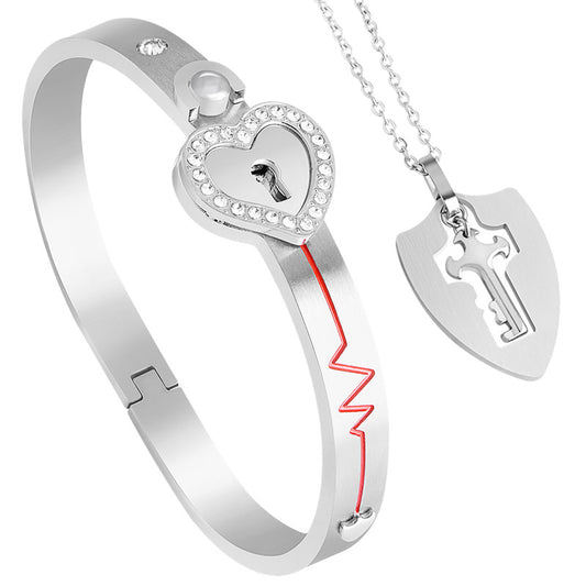 Love stainless steel bracelet open lock key titanium steel bracelet