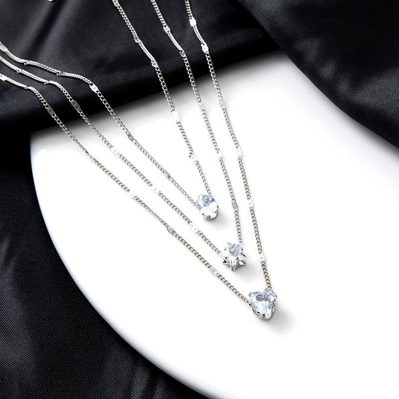 love three-layer necklace