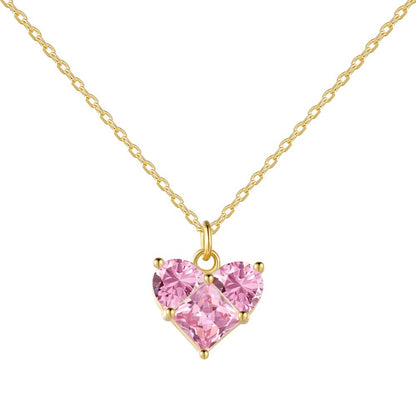 Loving-heart zircon necklace