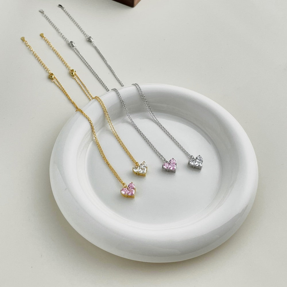 Loving-heart zircon necklace