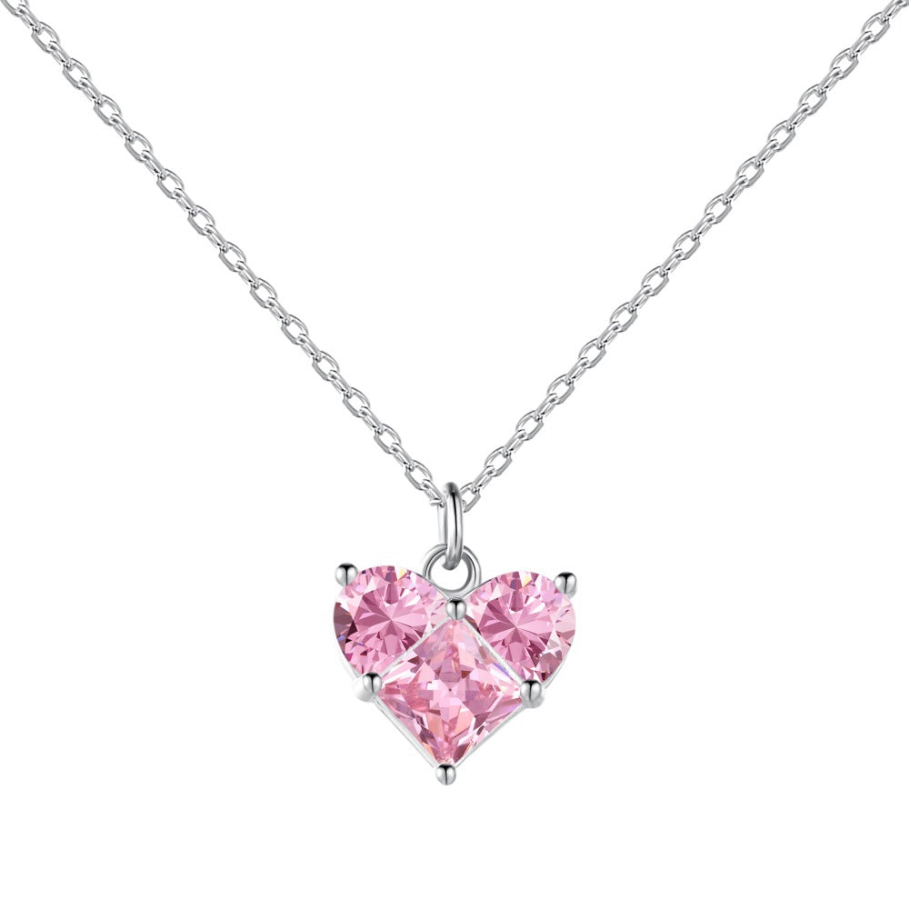 Loving-heart zircon necklace