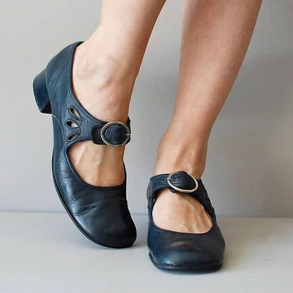 Low Heel Buckle Strap Women Shoes